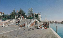 Ponte Della Calcina, Dorsoduro, Venice, 1888 by Federico del Campo | Painting Reproduction