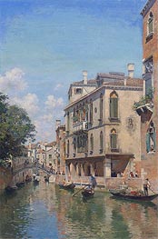 A Busy Day on a Venetian Canal, 1910 von Federico del Campo | Gemälde-Reproduktion