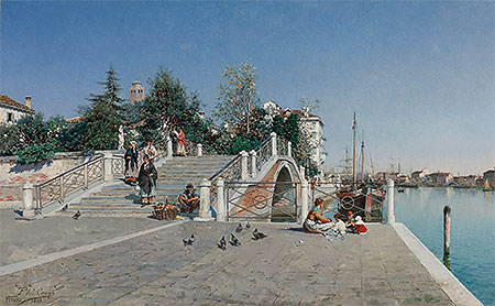 Ponte Della Calcina, Dorsoduro, Venice, 1888 by Federico del Campo | Painting Reproduction