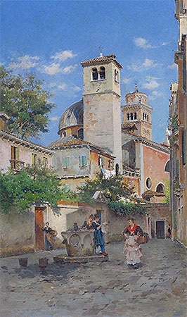 Meeting at the Well, Venice, 1891 | Federico del Campo | Painting Reproduction