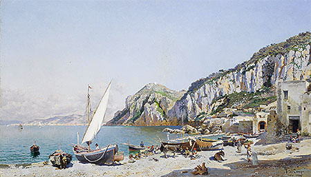 Beach at Capri, 1884 by Federico del Campo | Painting Reproduction