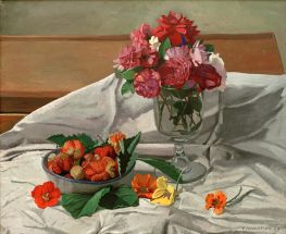 Blumen und Erdbeeren, 1920 von Félix Vallotton | Gemälde-Reproduktion