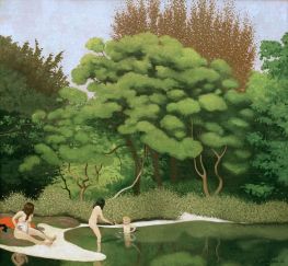 Sunny Woodland Landscape with Two Women and a Child | Félix Vallotton | Painting Reproduction
