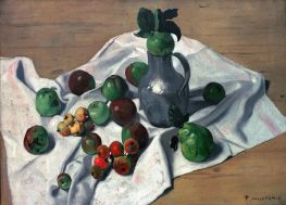 Ein Blechkessel, Äpfel und zwei Quitten, 1912 von Félix Vallotton | Gemälde-Reproduktion