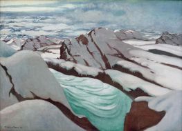 Hochalpenlandschaft, Gletscher und schneebedeckte ..., 1919 von Félix Vallotton | Gemälde-Reproduktion