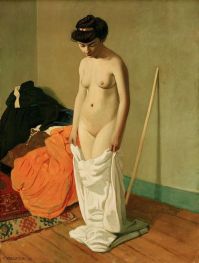 Stehende nackte Frau, ihr Hemd mit beiden Händen ..., 1905 von Félix Vallotton | Gemälde-Reproduktion