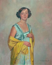 Damenbildnis mit gelbem Schal, 1909 von Félix Vallotton | Gemälde-Reproduktion