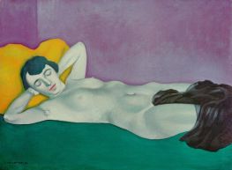 Woman Asleep on Green Carpet | Félix Vallotton | Painting Reproduction