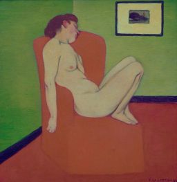 Nackte Frau, auf einem Sessel sitzend, 1897 von Félix Vallotton | Gemälde-Reproduktion