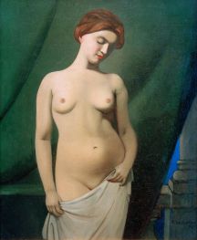 Nude Woman, Green Curtain | Félix Vallotton | Painting Reproduction