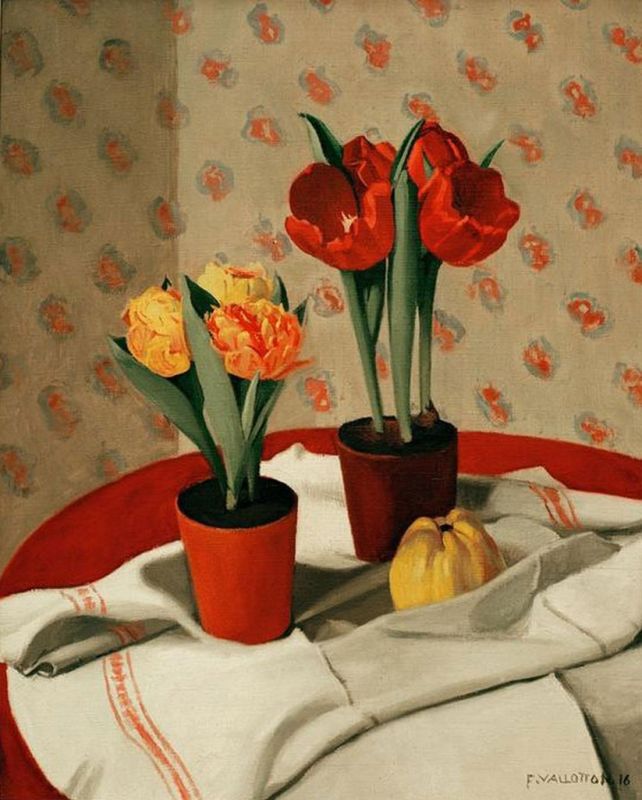Deux pots de tulipes rouges et jaunes, 1916 | Félix Vallotton