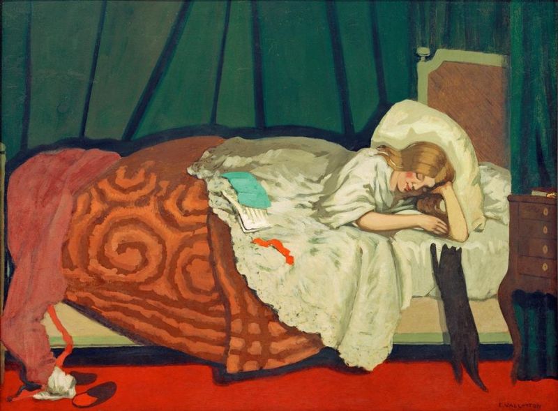 Woman in bed playing with a cat, 1899 | Félix Vallotton