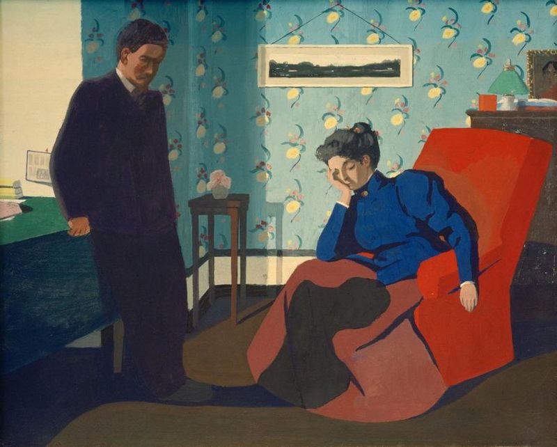 Intérieur fauteuil rouge et figures, 1899 | Félix Vallotton