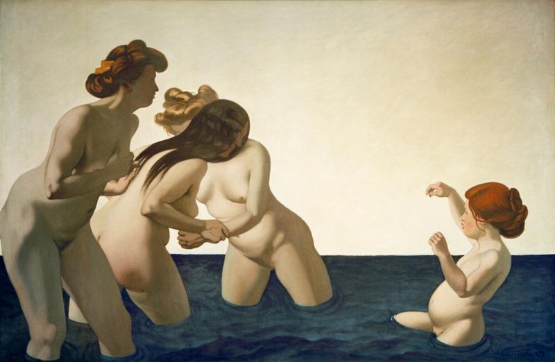 Félix Vallotton | Drei Frauen und ein kleines Mädchen, im Wasser spielend, 1907 Drei Frauen und ein kleines Mädchen, im Wasser spielend, 1907 | Félix Vallotton
