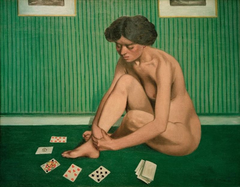 Frau beim Kartenspiel, grünes Zimmer, 1912 | Félix Vallotton