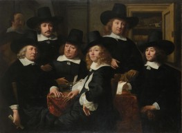 Sechs Regenten und der Bote des Nieuwezijds-Instituts für ... | Ferdinand Bol | Gemälde Reproduktion