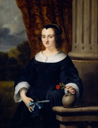 Porträt einer Dame mit einer Blume | Ferdinand Bol | Gemälde Reproduktion