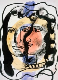 Two Faces, c.1940s/50s by Fernand Leger | Painting Reproduction