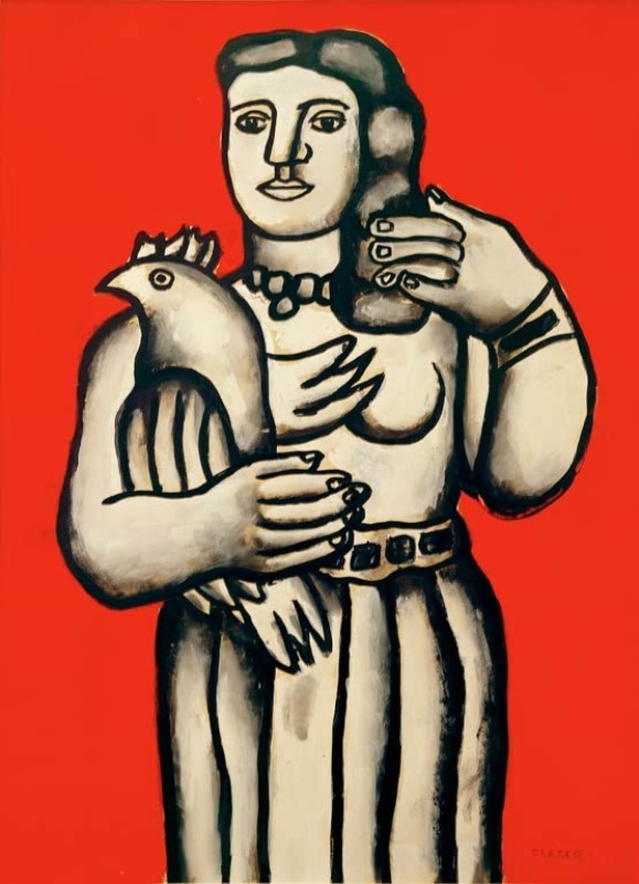 Fernand Leger | Woman with Bird on Red Background, c.1952 Woman with Bird on Red Background, c.1952 | Fernand Leger