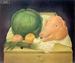 Still Life with Pig's Head, 1968 von Fernando Botero | Gemälde-Reproduktion