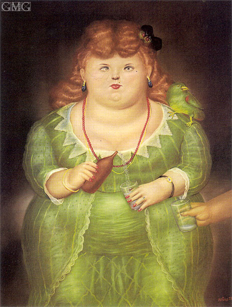 Woman with Parrot, 1973 | Fernando Botero | Gemälde Reproduktion