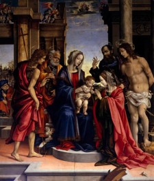 The Mystical Marriage of St Catherine of Alexandria with the Sts John the Baptist, Peter, Paul and Sebastian | Filippino Lippi | Painting Reproduction