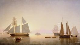 Becalmed off Halfway Rock, 1860 by Fitz Henry Lane | Painting Reproduction