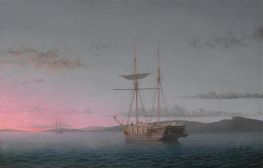 Lumber Schooners at Evening on Penobscot Bay, 1863 by Fitz Henry Lane | Painting Reproduction