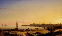 Stage Fort across Gloucester Harbor, 1862 von Fitz Henry Lane | Gemälde-Reproduktion