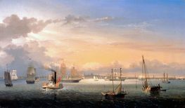 Hafen von Boston, 1854 von Fitz Henry Lane | Gemälde-Reproduktion