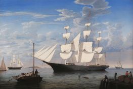'Starlight' in Harbor, c.1855 by Fitz Henry Lane | Painting Reproduction