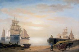 View Of Gloucester Harbor, 1852 by Fitz Henry Lane | Painting Reproduction