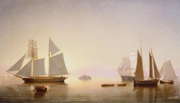 Becalmed off Halfway Rock, 1860 | Fitz Henry Lane | Gemälde Reproduktion