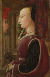 Portrait of a Woman with a Man at a Casement, 1440 by Fra Filippo Lippi | Painting Reproduction
