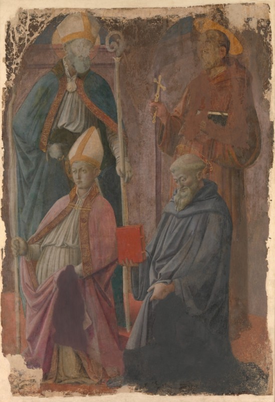 Fra Filippo Lippi | Saints Augustine and Francis, a Bishop Saint, and Saint Benedict, n.d. Saints Augustine and Francis, a Bishop Saint, and Saint Benedict, n.d. | Fra Filippo Lippi