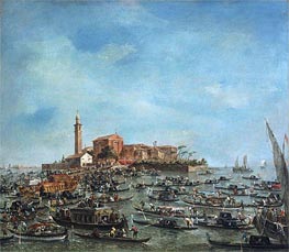 The Meeting of Pope Pius VI and Doge Paolo Renier at San Giorgio in Alga, 1782 by Francesco Guardi | Painting Reproduction