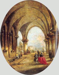 Capriccio with the Arcade of the Doge's Palace and Saint Giorgio Maggiore, c.1780 by Francesco Guardi | Painting Reproduction