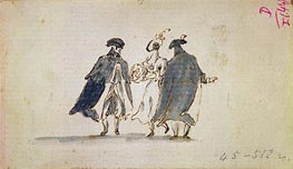 Three Masked Figures in Carnival Costume, c.1775/80 by Francesco Guardi | Painting Reproduction