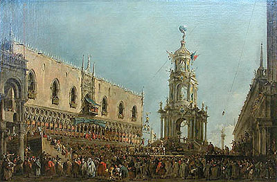 The Doge in the Shrove Tuesday Festival on the Piazzetta, Venice, c.1775/80 | Francesco Guardi | Painting Reproduction