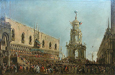 The Doge in the Shrove Tuesday Festival on the Piazzetta, ... | Francesco Guardi | Painting Reproduction