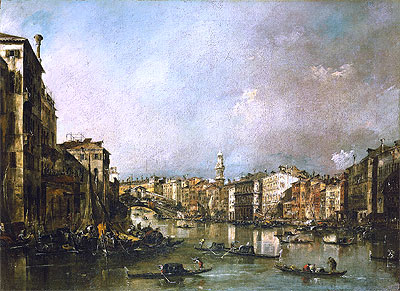 View up the Grand Canal Toward the Rialto, c.1785 | Francesco Guardi | Painting Reproduction