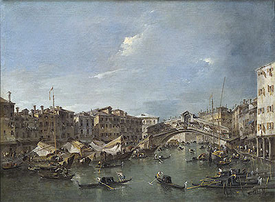 Grand Canal with the Rialto Bridge, Venice, c.1780 | Francesco Guardi | Gemälde Reproduktion