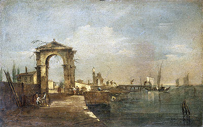 Landscape with a Wharf, Venice | Francesco Guardi | Painting Reproduction