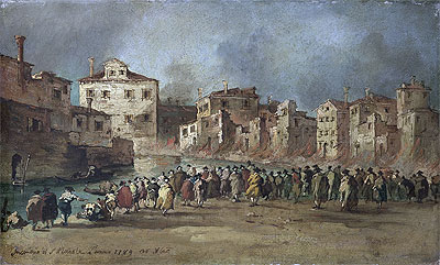 The Fire in the District of San Marcuola, Venice, 28 Novembe | Francesco Guardi | Painting Reproduction