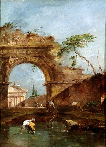 Landschaft - Capriccio | Francesco Guardi | Gemälde Reproduktion