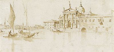 San Giorgio Maggiore, Venice; verso: Flagstaff with a Pennant, c.1765/75 | Francesco Guardi | Painting Reproduction