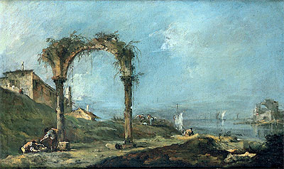 View of a Ruined Arch and the Venice Lagoon, c.1770/75 | Francesco Guardi | Gemälde Reproduktion