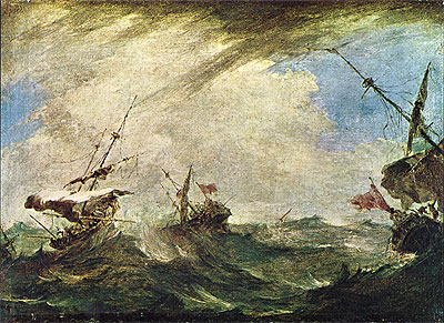 Ships in the Sea, Thunder-Storm, c.1765/70 | Francesco Guardi | Painting Reproduction