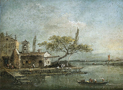 A View of the Island of Anconetta with the Torre di Marghera Beyond, c.1788/90 | Francesco Guardi | Painting Reproduction