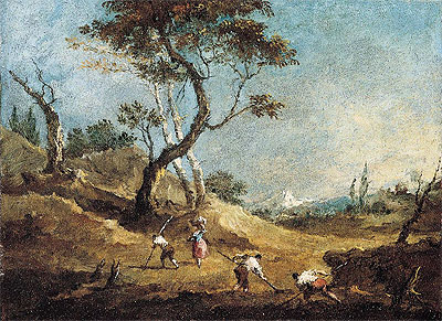 A Pastoral Landscape with Peasants Hoeing and a ..., c.1770 by Francesco Guardi | Canvas Print